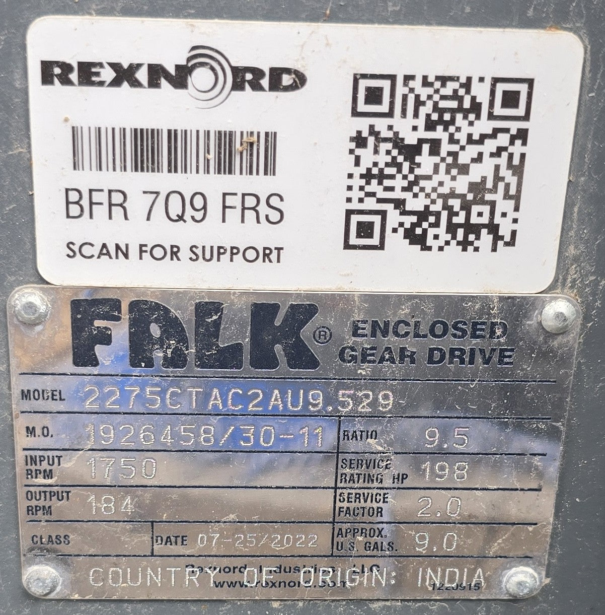 Falk Gear Drive For Cooling Tower, Matches With 150 HP WEG Motor (New / Unused), 2275CTAC2AU9-529 Year 2022 Type CTA 198hp Cooling Tower Enclosed Gear Drive. Ratio 9.5:1, Oil Capacity 8 Gallons. Input 1750rpm/Output184rpm, Texas