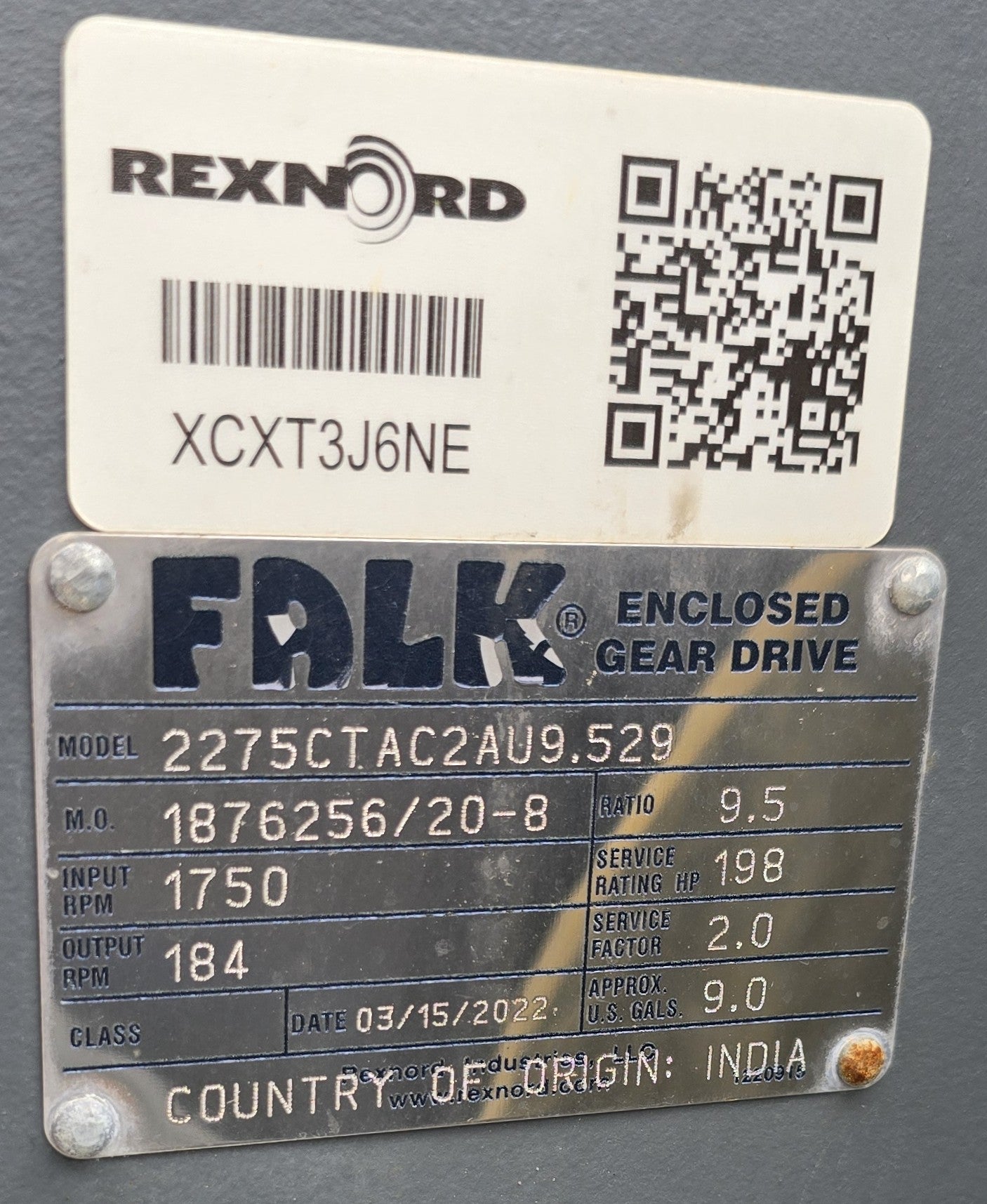 NEW Falk / Rexnord CT-Series Gear Drive (Model 2275CTAC2AU9.529) – 198 HP, 9.5 Ratio