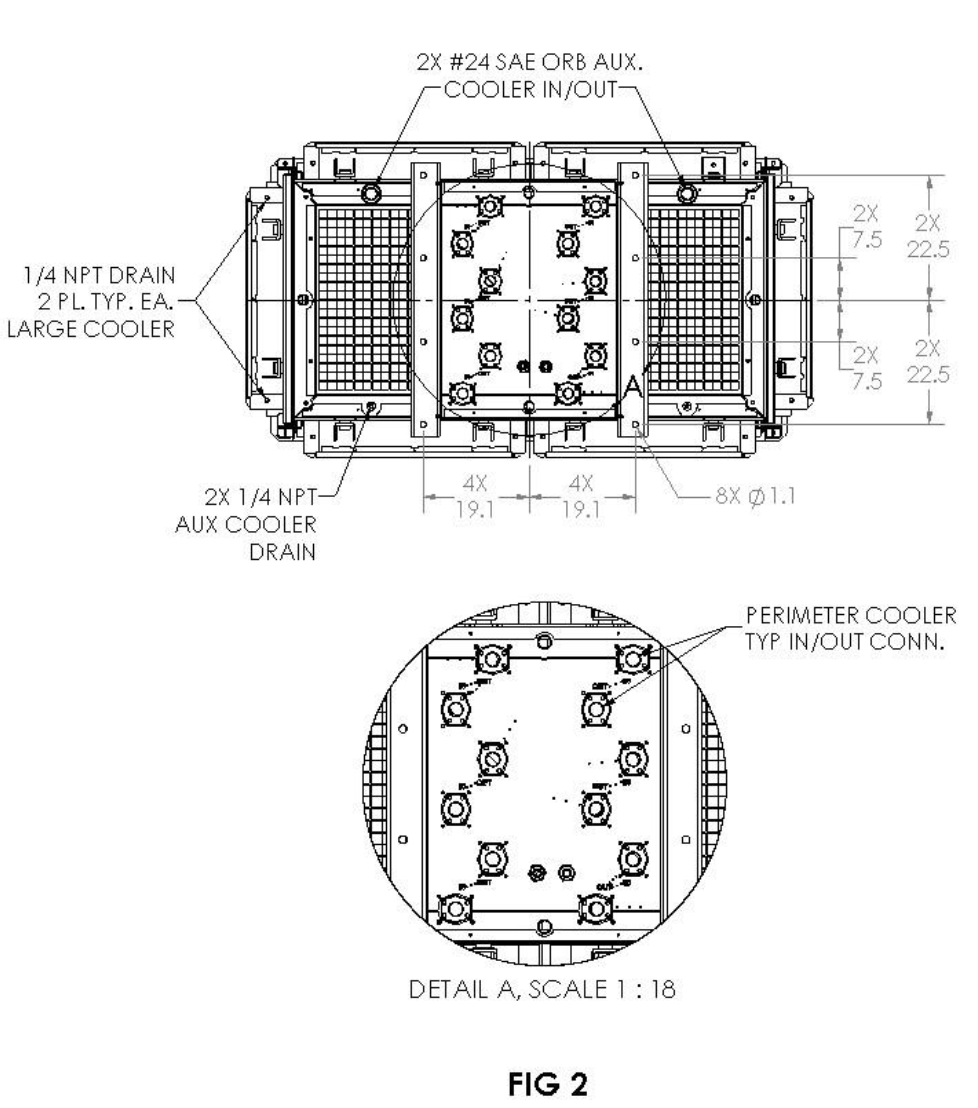 New / Unused Oil Cooler Radiator, 1.5 MW to 2.2 MW, Bar and Plate, 2 of 50 hp Motors with Fans, Hydraulic Cooler, Durastim, Diesel Brand, Frac Frack Cooling, DSII-19-01-090