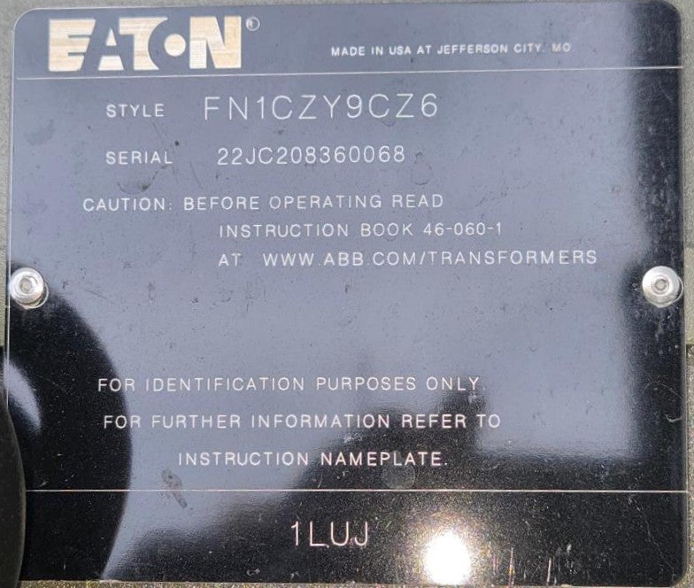 Damaged 2,600 kVA Eaton Pad Mounted Transformer; HV 34,500; LV 416Y/240; FR3; Copper; Unused; SN 22JC208360068