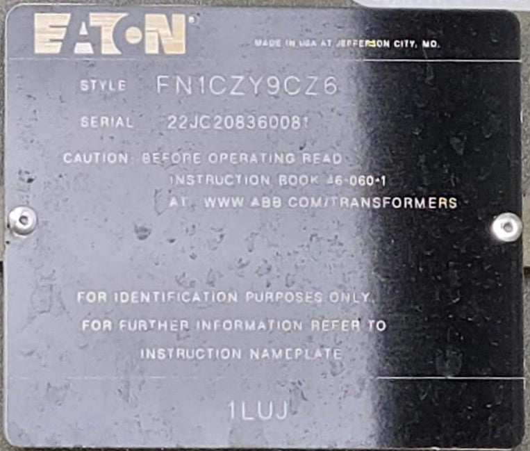 2,600 kVA Eaton Pad Mounted Transformer; HV 34,500; LV 416Y/240; FR3; Copper; Unused; SN 22JC208360081