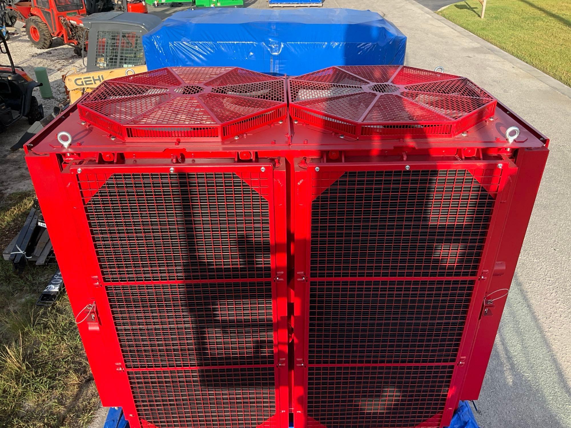 New / Unused Oil Cooler Radiator, 1.5 MW to 2.2 MW, Bar and Plate, 2 of 50 hp Motors with Fans, Hydraulic Cooler, Durastim, Diesel Brand, Frac Frack Cooling, DSII-19-01-090