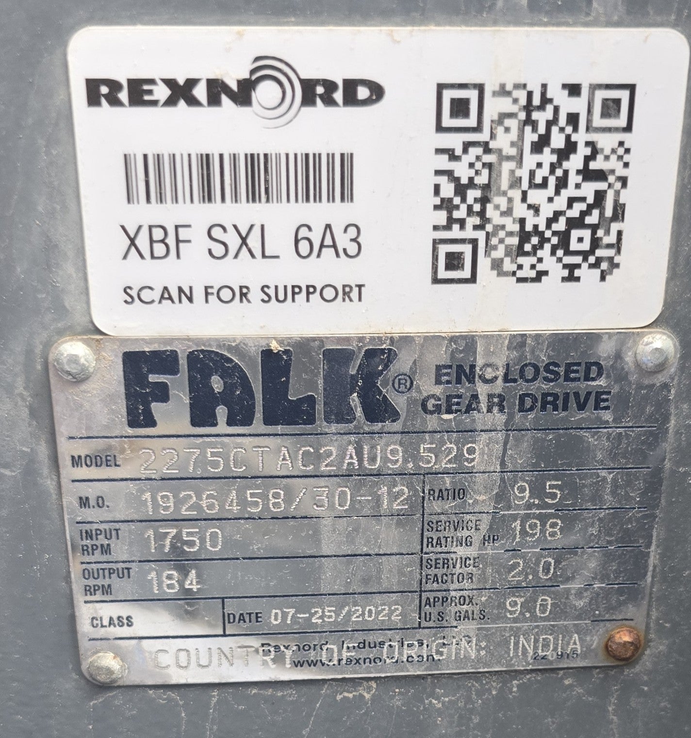 Falk Gear Drive For Cooling Tower, Matches With 150 HP WEG Motor (New / Unused), 2275CTAC2AU9-529 Year 2022 Type CTA 198hp Cooling Tower Enclosed Gear Drive. Ratio 9.5:1, Oil Capacity 8 Gallons. Input 1750rpm/Output184rpm, Texas