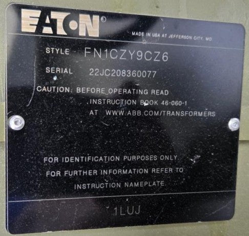 2,600 kVA Eaton Pad Mounted Transformer; HV 34,500; LV 416Y/240; FR3; Copper; Unused; SN 22JC208360077