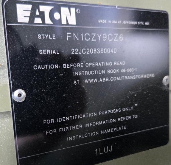 2,600 kVA Eaton Pad Mounted Transformer; HV 34,500; LV 416Y/240; FR3; Copper; Unused; SN 22JC208360040
