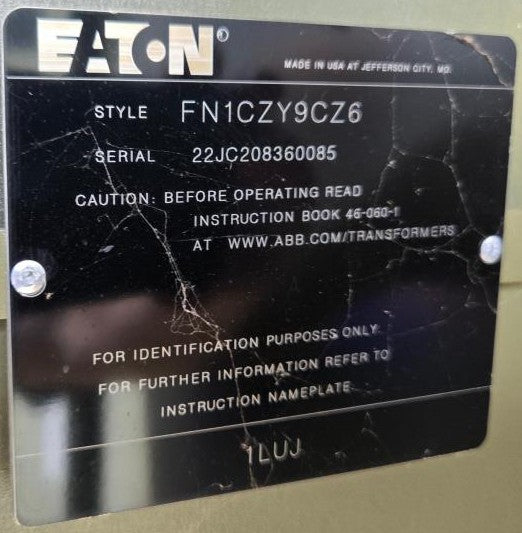 2,600 kVA Eaton Pad Mounted Transformer; HV 34,500; LV 416Y/240; FR3; Copper; Unused; SN 22JC208360085