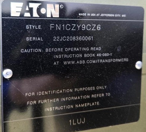 2,600 kVA Eaton Pad Mounted Transformer; HV 34,500; LV 416Y/240; FR3; Copper; Unused; SN 22JC208360061