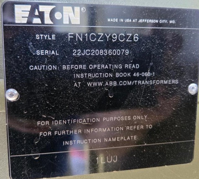 2,600 kVA Eaton Pad Mounted Transformer; HV 34,500; LV 416Y/240; FR3; Copper; Unused; SN 22JC208360079
