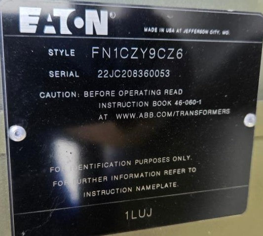 2,600 kVA Eaton Pad Mounted Transformer; HV 34,500; LV 416Y/240; FR3; Copper; Unused; SN 22JC208360053