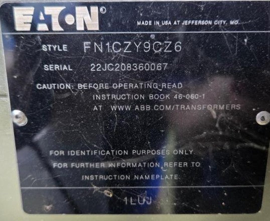 Damaged 2,600 kVA Eaton Pad Mounted Transformer; HV 34,500; LV 416Y/240; FR3; Copper; Unused; SN 22JC208360067