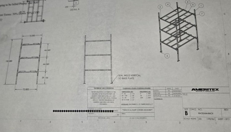 Rack For Immersion Tanks For Bitcoin Mining, Holds 6 Tanks, 600 kw, powder coated steel, extreme heavy duty 052 - 108 Antminer or 168 Whatsminers