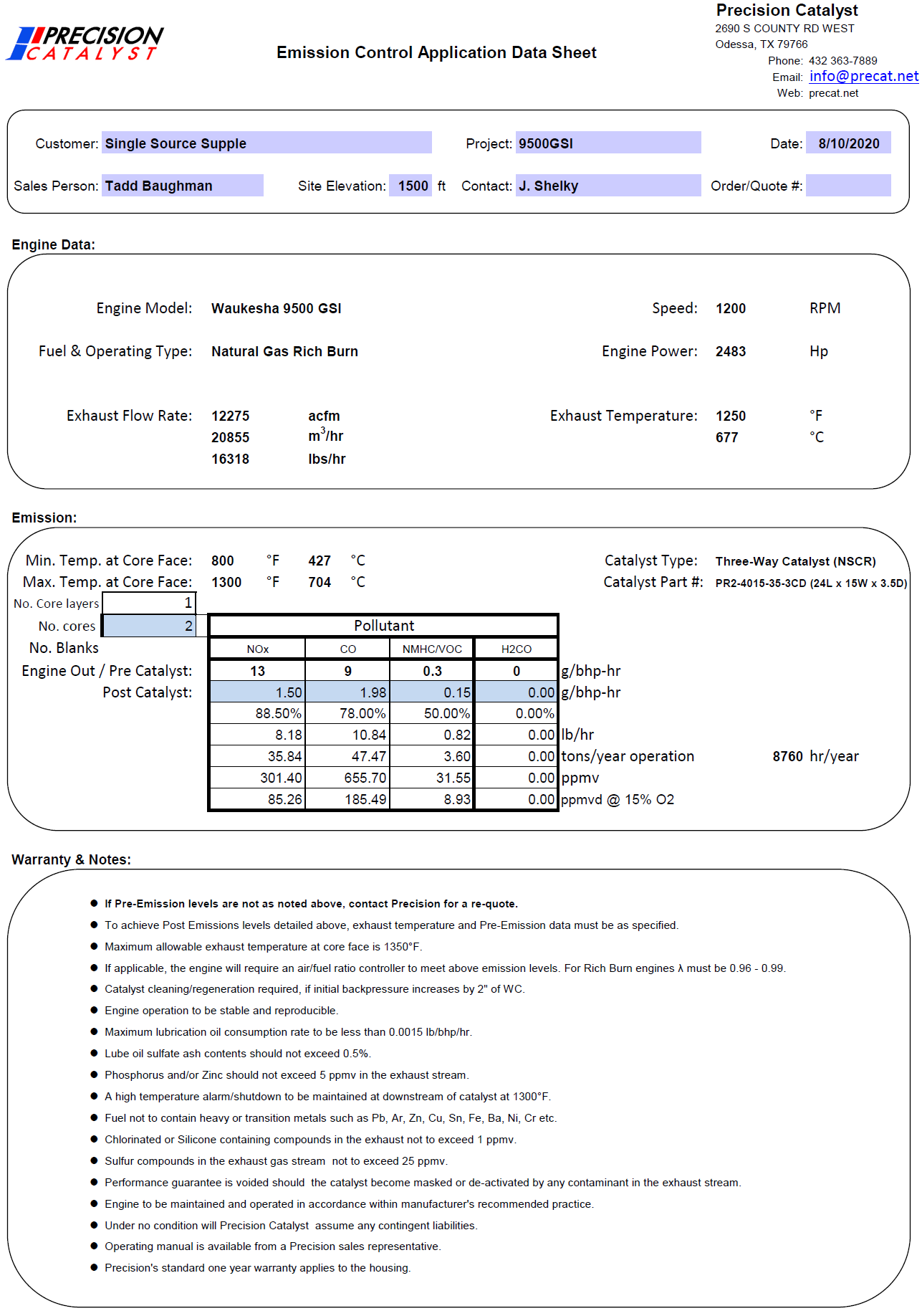 1,750 kW Standby or 1,575 kW Continuous, Waukesha P9390GSI Natural Gas Generator Set, Low Hours (< 1,000), 480Y / 277 Volts, 1,200 RPM, Enclosure, Catalyst, Radiator, 1994