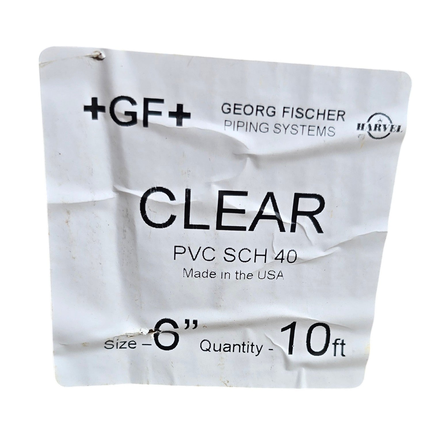 New Georg Fischer (+GF+) Harvel 6" Clear PVC Pipe, Schedule 40 - 10 ft. Length